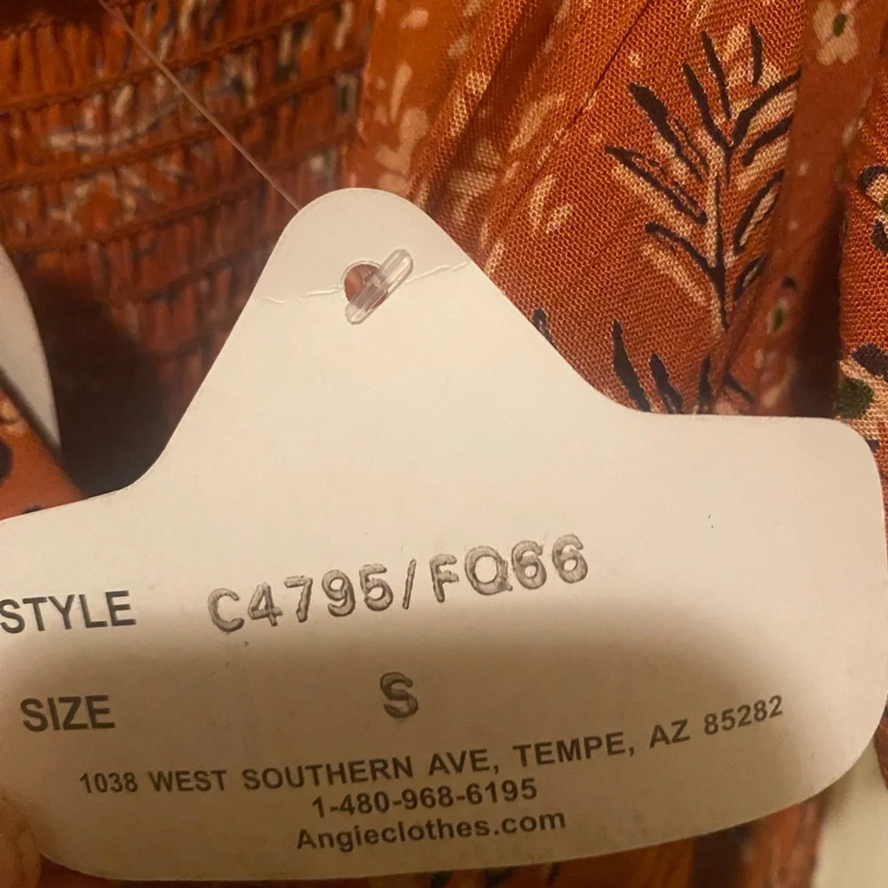 Angie Brown and Orange Wrap Sundress with Flutter Sleeves - Picture 4 of 4